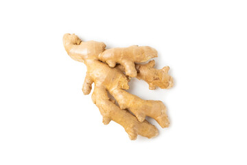 Fresh ginger isolated on white background. Sliced ​​ginger. Ginger root. Traditional...