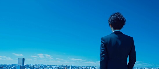 日本人男性新入社員の後ろ姿
