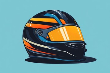 Fototapeta premium Sleek Motorsport Helmet Design: Stylish Flat Illustrations for Transportation Safety