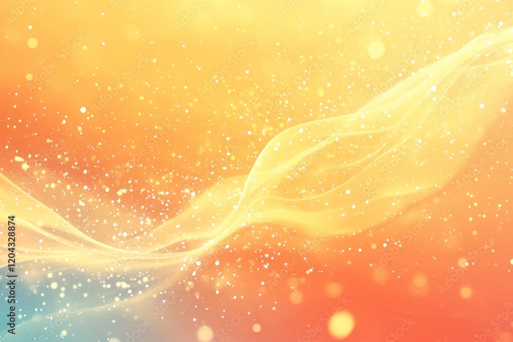 Aufkleber golden particles flowing on an orange gradient background creating a magical and festive atmosphere
