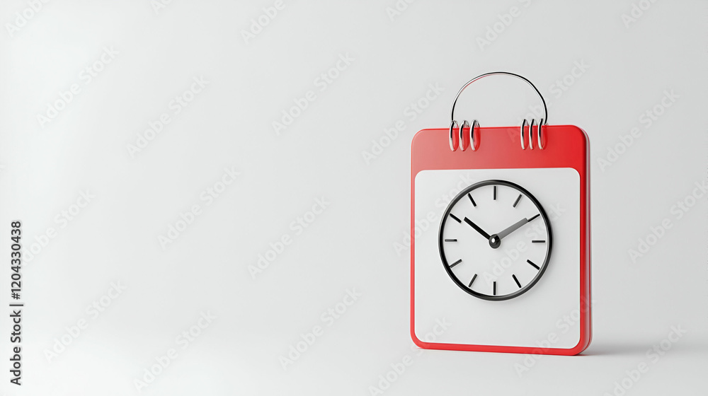 Poster calendar icon featuring a clock symbol, designed for scheduling and time management, simple yet effe