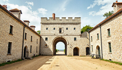 Bastille Prison historical reconstruction view, architectural heritage