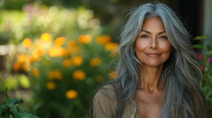 Naklejka premium A joyful Hispanic woman revels in a sunny afternoon, highlighting her natural beauty and warmth