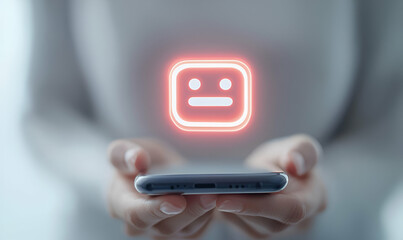 Hand gripping a smartphone, vibrant chat interface displayed, fingers poised for interaction, intimate moment of digital communication captured.