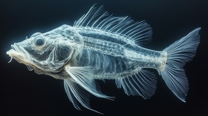Fototapeta premium In the underwater darkness, a bioluminescent fish emits its light