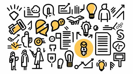 Line Icons Collection, diverse set of minimalistic symbols for various concepts, ideal for modern design and user interface applications.
