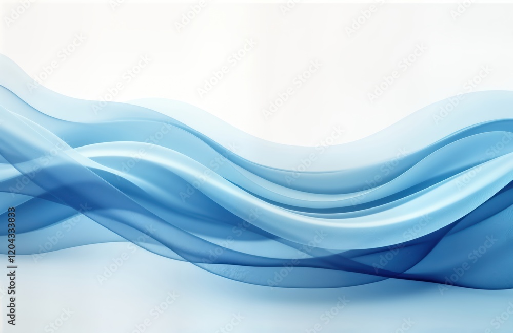 Aufkleber abstract elegant blue waves flow smoothly on white background. dynamic, soft design. modern, tranqui