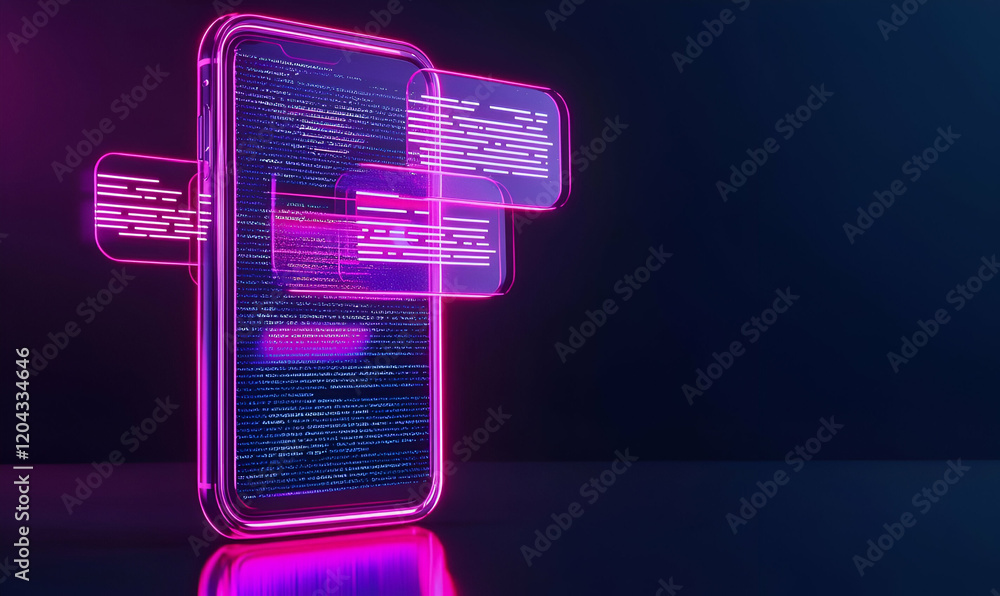 Poster digital chatbot interface, a sleek mobile display showcasing an interactive chatbot feature, designe