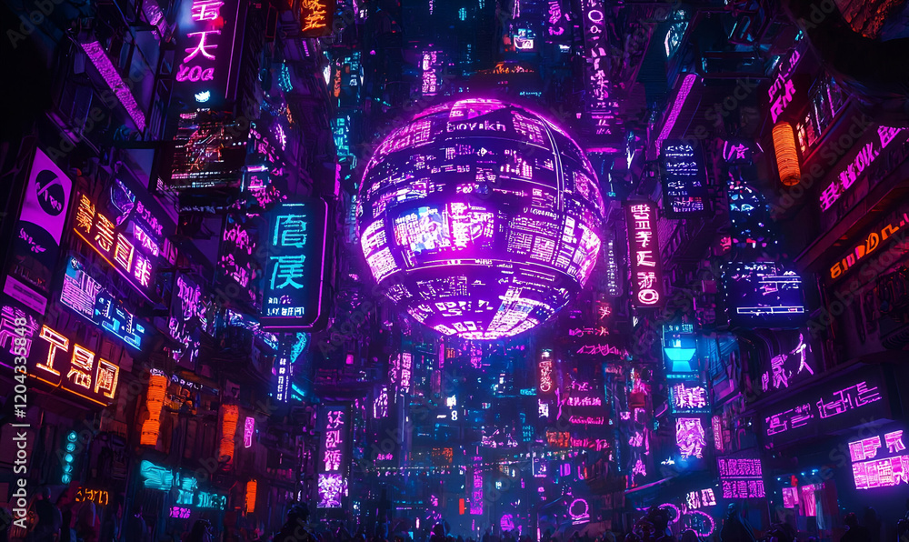 Poster futuristic multilingual interface, an advanced display showcasing diverse languages and interactive 