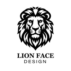 Fierce black and white lion head logo design with bold stylized mane, modern animal vector illustration for branding and graphic art projects.
