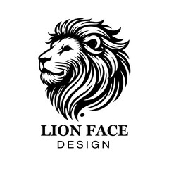 Fierce black and white lion head logo design with bold stylized mane, modern animal vector illustration for branding and graphic art projects.
