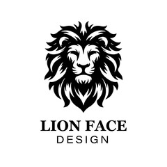 Fierce black and white lion head logo design with bold stylized mane, modern animal vector illustration for branding and graphic art projects.
