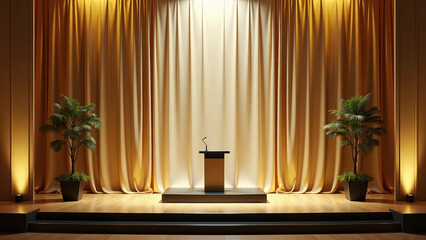 Opulent Atmosphere, a Beautifully Lit Stage with Floral Flourishes