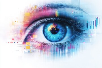 Abstract eye with charts for business vision and insights, with a modern and vibrant design.