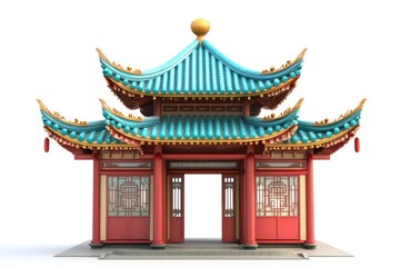 Obraz premium file:///C:/Users/user/Desktop/65.png Chinese style, high resolution, 3d cartoon style, roof