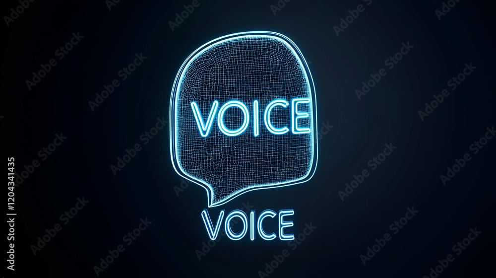 Poster human profile with a voice signal bubble, showcasing communication dynamics and the interplay betwee
