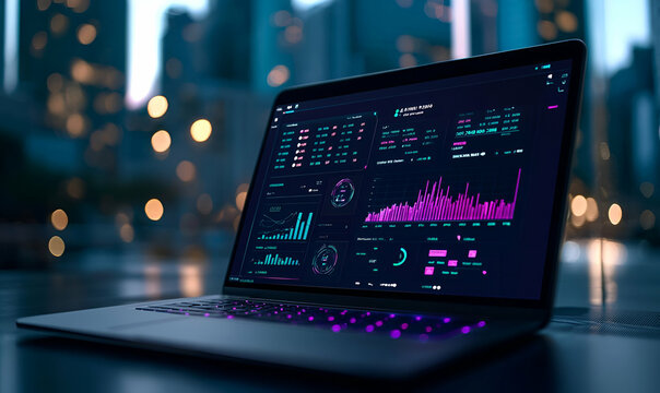 Digital workspace featuring a laptop showcasing various online finance tools and cryptocurrency information, designed for modern financial analysis.