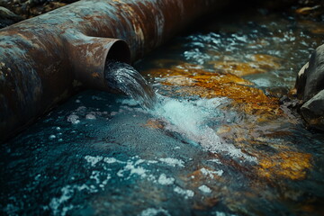 Water pollution event impacting nature river bank photo natural environment close-up view environmental awareness