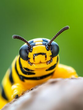 Garden Tiger Moth Caterpillar Close Up - Vibrant yellow and black caterpillar closeup.  Symbolizes transformation, nature's beauty, fragility, resilience, and hidden potential.