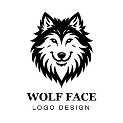 Black and white stylized wolf head logo design featuring sharp lines, bold symmetry, modern animal vector artwork for branding and creative graphic projects.
