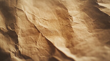 Crumpled Brown Paper Texture with Organic and Wrinkled Surface