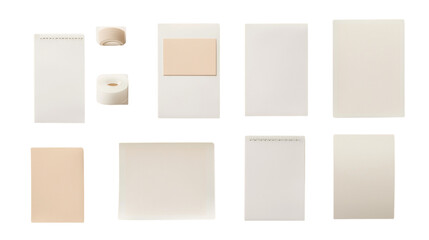 Set of Neutral Paper Textures in Various Beige and White Shades  on a transparent background	
