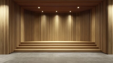Fototapeta premium Modern Minimalist Wooden Stage Interior Design