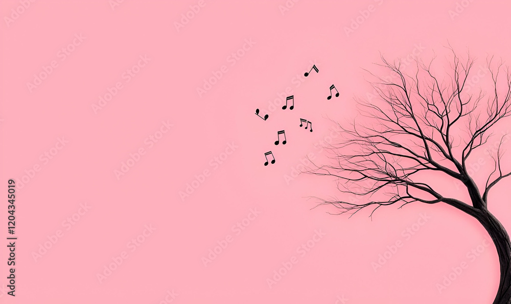 Poster modern minimalistic tree with elegantly extending branches, showcasing simplicity and contemporary d