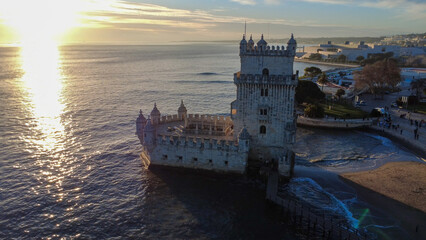 Torre de belem Lisboa, monumento histórico, Rio tejo 
