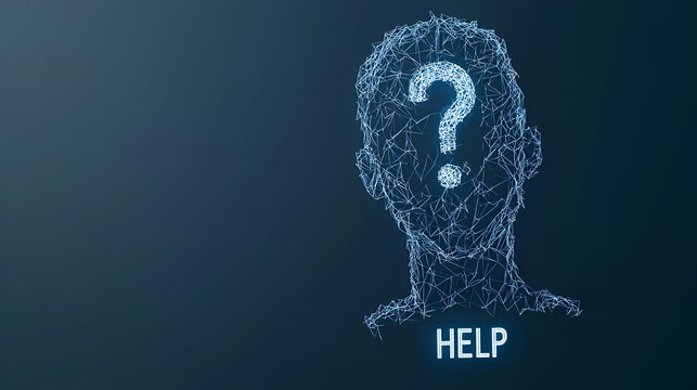 Curious Individual with Thoughtful Expression, A person pondering a question, illustrated with a question mark bubble above their head.