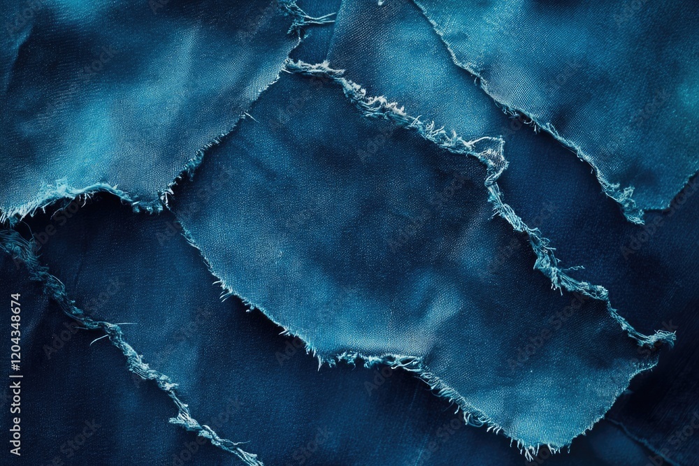 Poster textured fabric layers create rich visual depth with frayed edge