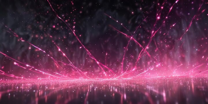 Vibrant pink sparkles dance across a sleek abstract background, evoking feelings of joy and celebration , abstract, lively visuals, vibrant pink