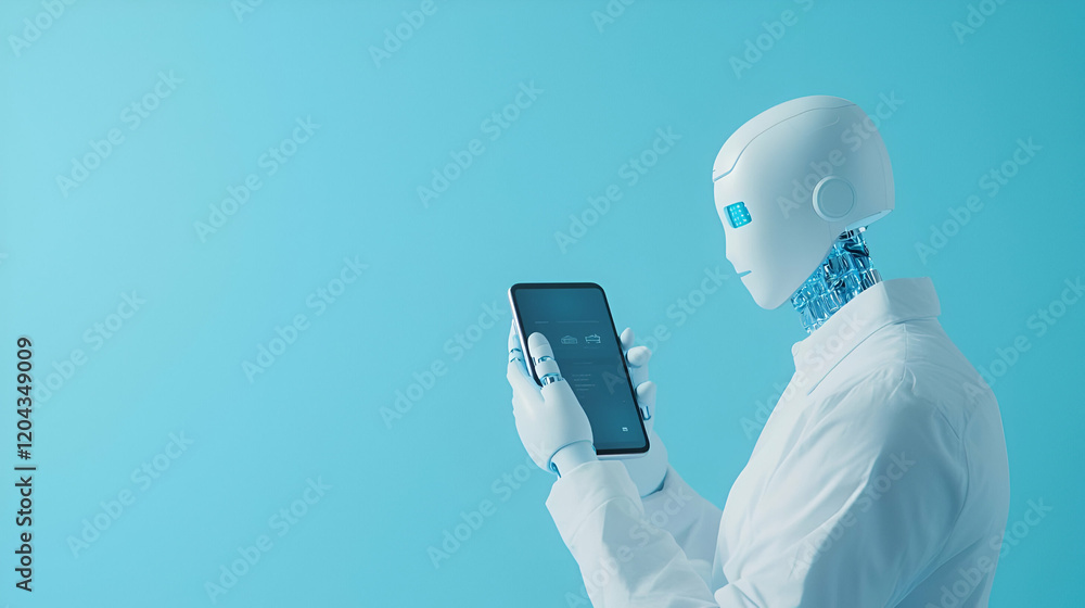 Aufkleber tech-savvy individual engaging with a virtual assistant on a smartphone, exploring modern communicat