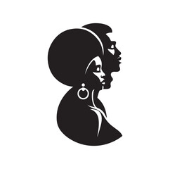 black african couple silhouette vector 
illustration
