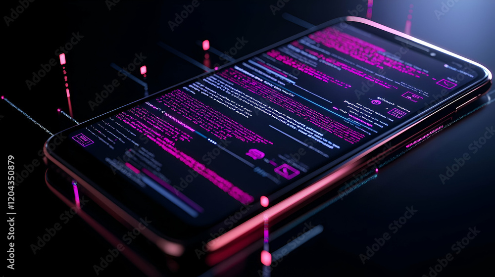 Poster chatbot interaction on smartphone, a user engaging with a chatbot interface on a mobile device, show