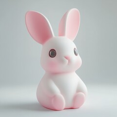 Obraz premium Pastel Pink Ceramic Easter Bunny Figurine