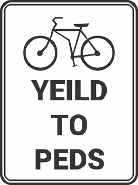 Warning Sign, Bicycles yeild to pedastrian