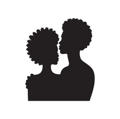 black african couple silhouette vector 
illustration