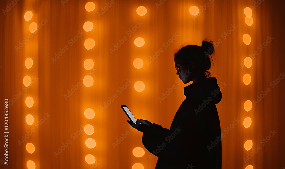 Poster silhouette of an individual engaging with ai support, representing the intersection of technology an