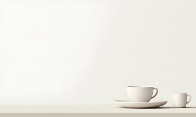 Stacked Plate and Cup Arrangement, a minimalist composition featuring a neatly arranged plate topped with a cup, emphasizing simplicity and elegance.