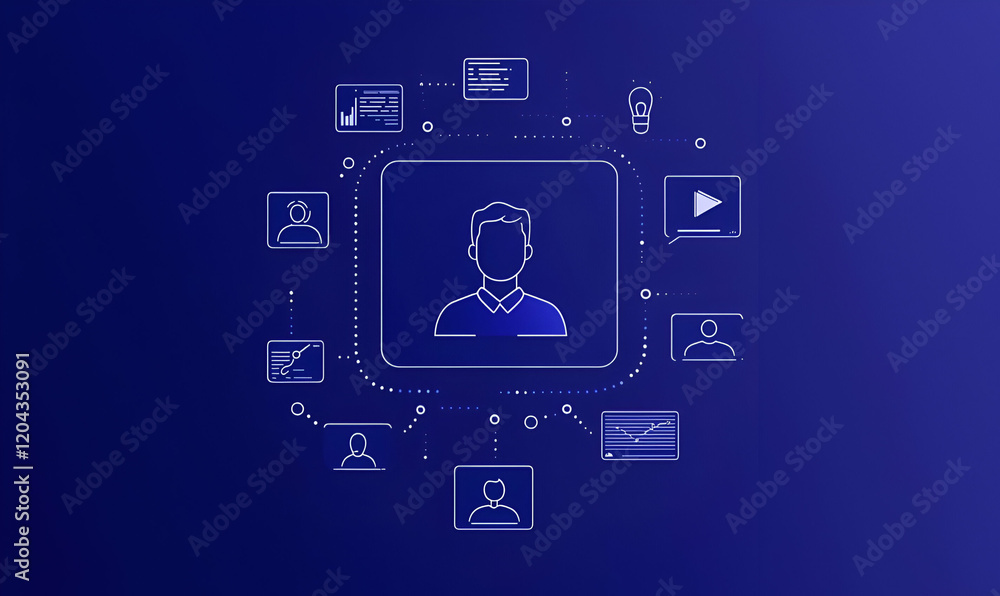 Poster video call interface icon, a minimalist design showcasing a user-friendly layout with vibrant colors