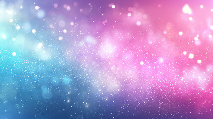 Fototapeta premium Magical Abstract Blue Pink Gradient Background With Bokeh Light Effect And Sparkles