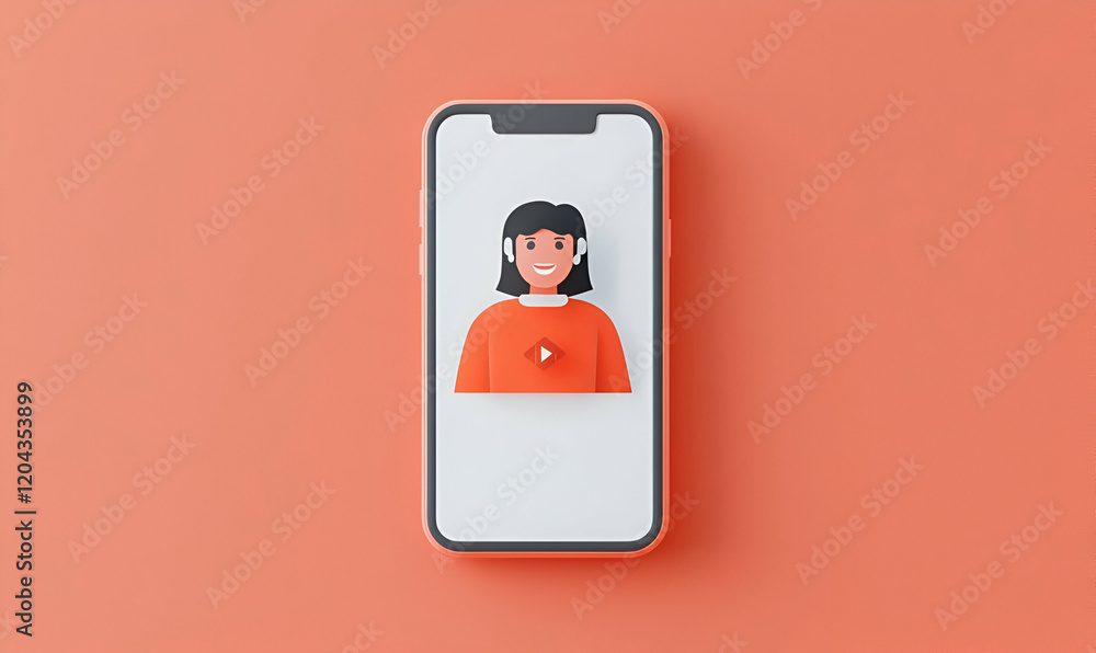 Aufkleber simple video call icon featuring a person in a wind-swept environment, symbolizing connection and co