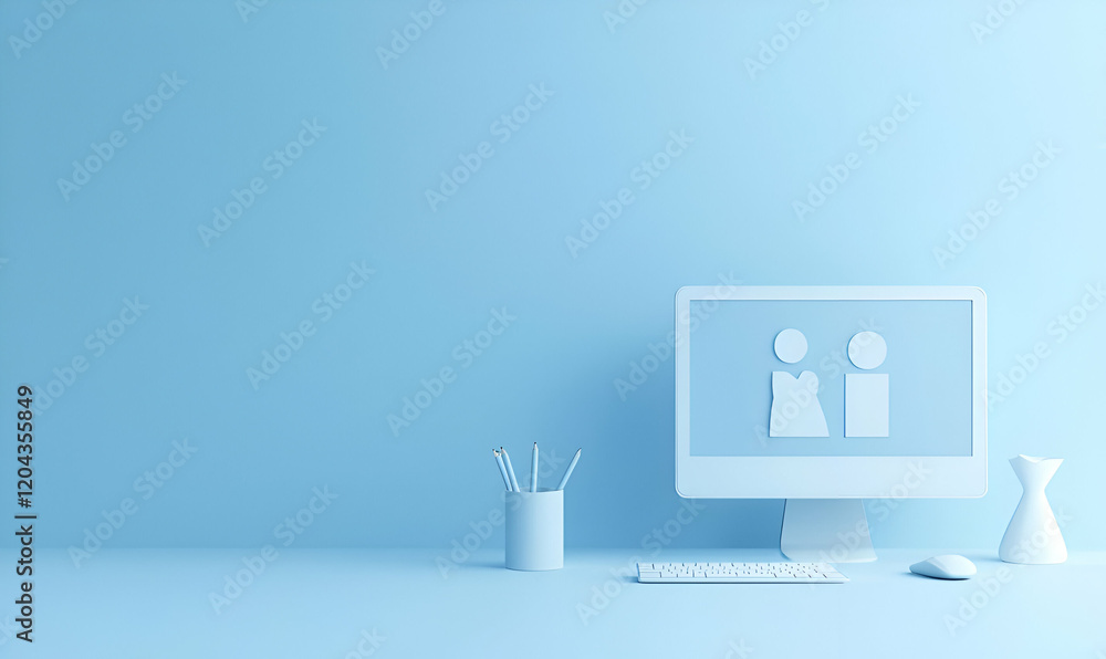 Poster video call interaction, two individuals engaged in conversation, digital interface showcasing connec