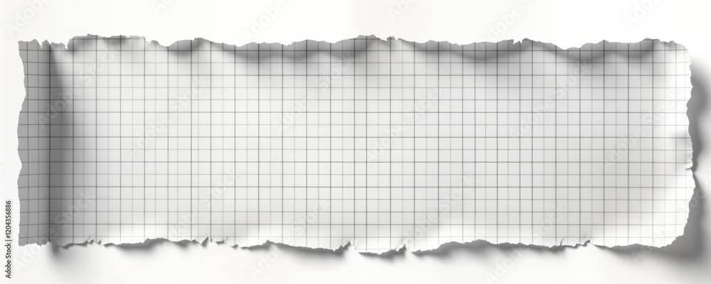 Aufkleber Torn piece of graph paper. Blank checkered paper shows grid pattern. Empty squared sheet. Ripped paper texture. Design element. Abstract background. Notebook sheet. Copy space.