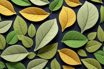 leaves are arranged in a pattern on a dark surface