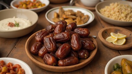Obraz premium Iftar Feast: A Table Laden with Traditional Ramadan Delights