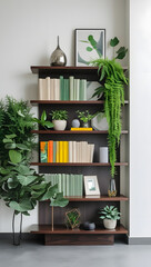 Stylish Home Decor Shelf with Books and Indoor Plants – Modern Interior Inspiration