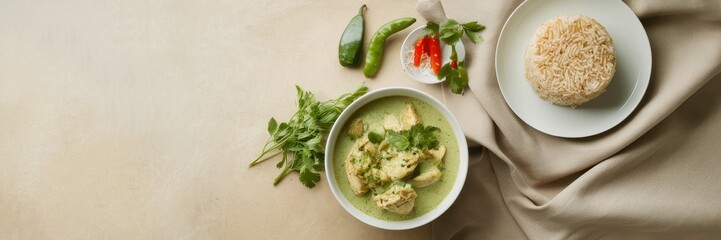 Delicious Thai Green Chicken Curry with Rice