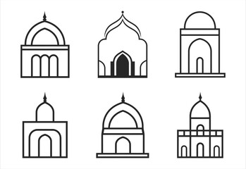 Obraz premium mosque icon outline vector illustration